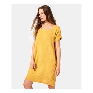 Eileen Fisher Lofty Gauze Summer Shift Yellow Mini Dress Size S/P